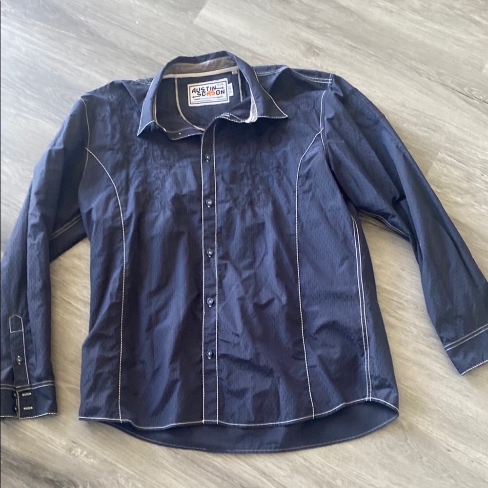 Casual Blue and White Button Down Shirt